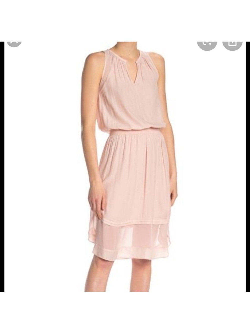 Ramy Brook Blush Pink Smocked Midi Dress Medium Chiffon Pleated